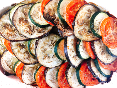 baked tomato, eggplant & zucchini tian