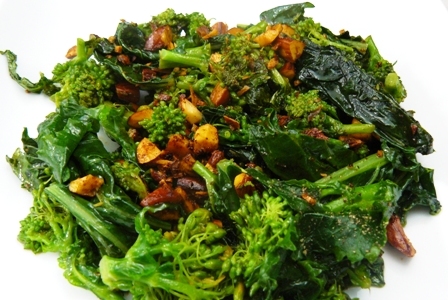 broccoli raab with paprika, almonds, and garlic