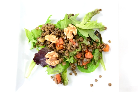 lentil salad with sherry walnut vinaigrette