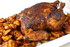 Portuguese roast chicken with potatoes