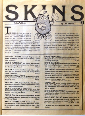 Spike's menu 1984
