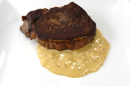steak with cognac-mustard-cream sauce