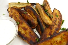 sweet potato wedges with lemongrass creme fraiche
