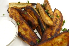 sweet potato wedges with lemongrass creme fraiche