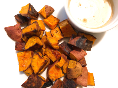 sweet potatoes with honey mustard dip