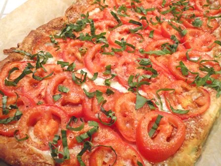 tomato and mozzarella tart with prosciutto