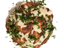 whole roasted cauliflower with tahini sauce